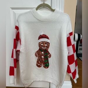 BiBi White and Red Gingerbread Sweater